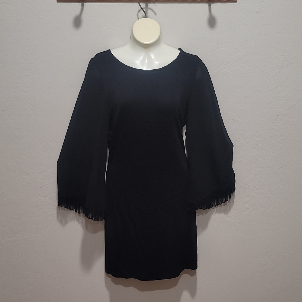 Style Envy Black and White Sheath Dress with Bell Sleeves